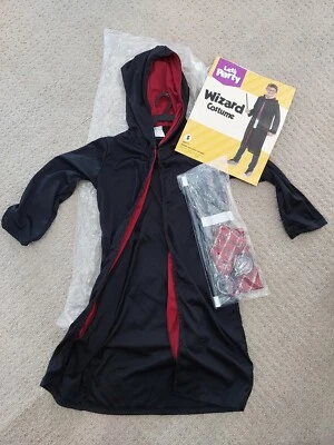 WIZARD Dress Up Costume BRAND NEW Age 4-6 Small Incls CAPE GLASSES WAND TIE