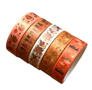 5 Rolls Orange Fall Mix Washi Craft Decorative Masking Tape Adhesive 10mm Wide