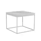 Design Square Side End Lamp Table W/ Marble Effect - White