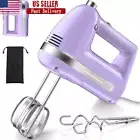 Electric Hand Mixer 300W Turbo Boost 5 Speed Beaters Dough Hooks Baking Purple