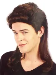 Totally Ghoul Mens Long Brown 80's Mullet Wig