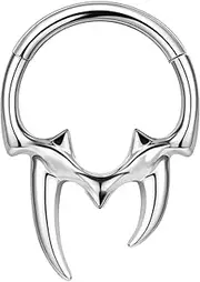 [CHARMONLINE] 16G 316L Stainless Steel Daith Hoop Earring CZ Hinged Segment Nose Ring 8/10mm Inside Diameter Clicker Helix Ear Piercings for Women Men
