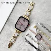 Metal Link Chain Bangle Resin Belt Watch Band for Huawei Watch Fit 3 Fit 2 Strap