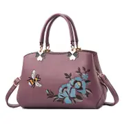 Nevenka Women Satchel Bags Crossbody Embroidery Handbags-Purple
