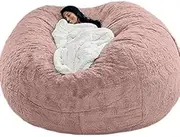 Bean Bag Chairs for Teens(No Filler) Giant Fur Lounger Bean Bag Cover Round Storage Chair for Kids Adults Couples Pillowcase Tatami(Size:60x34inch,Color:Red)
