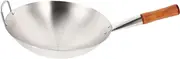 Cabilock 1Pc Stainless Steel Wok for Home Cooking Non Stick Frying Pan with Handle Compatible with Gas Electric Stoves Easy to Clean Kitchen Utensil