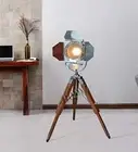 Modern Table LampMarine Studio Searchlight Adjustable Wood Tripod Base Home Deco