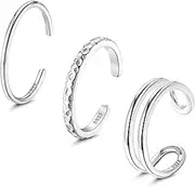 [PATISORNA] 925 Sterling Silver Open Toe Rings for Women Hypoallergenic Adjustable Cuff Toe Ring Set Minimalistic Toe Rings Foot Jewelry