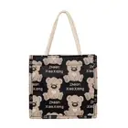 Linen Cute Bear Tote Bag High-capacity Shopping Bag New Cosmetic Bag Shopping