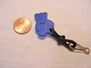Zipper Pull - Blue Teddy Bear - Plastic with black cord