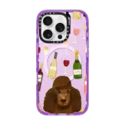 iPhone 16 Pro Impact Case MagSafe Compatible Toy Poodle brown wine champagne cocktails bubbly cute cell phone clear case dog breeds