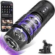 Automatic Male Masturbator Sex Toys for Men - Masturbator Cup Adult Toys with 7 Thrusting & 7 Rotating Modes, APP Remote Control Vibrator Sex Machine Realistic Pocket Male Sex Toy with Suction Base