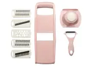 5 in 1 Multifunctional Kitchen Vegetables Chopper Mandoline Slicer Vegetable Grater Cutter Fruit Peeler - Pink