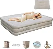 Camping Air Mattress | Double Thickened Camp Bed Self-Inflating Camping Mattress,Portable Luxury Sleeping Pad Airbed Mat with Built-in Pump for Hiking & Outdoor