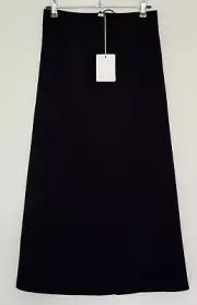 SCANLAN & THEODORE - NEW WT - Black Micro Crepe Knit A-line Midi Skirt 18 Medium