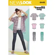 New Look Sewing Pattern 6445 N6445 Easy Girl's Kimono, Knit Top and Leggings