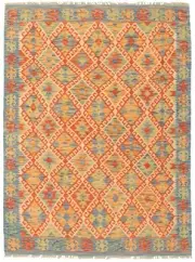 Vintage Hand Woven Carpet 4'6" x 6'1" Traditional Wool Kilim Rug