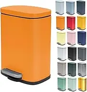 Spirella Akira Cosmetic Bin 5 litres Stainless Steel with Soft-Close Mechanism and Inner Bucket Soft Close Waste Bin Orange