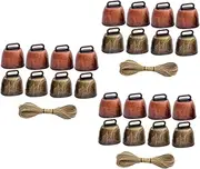 Kisangel 3 Sets Metal Horse Ox Bell Cat Necklace Bell Loud Bell Anti-Lost Grazing Bell Grazing Bell for Farming Cattle Bell Bulk Bells Rustic Bells Ring Doorbell Chime Retro Bells Rope