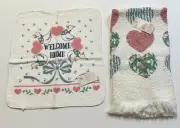 Vintage 80's Ducks Geese Pastels Hearts Kitchen Hand Towel Made USA NOS lot 2