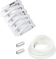 [FWORUAIS] 1 Pair Elastic No-Tie Shoelaces, Stretchable Laces for Adults and Kids, Perfect for Trainers, Sneakers, and Running Shoes, White, One Size