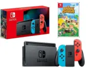 Nintendo Switch Red Blue 32GB V2 Gaming Bundle w/ Animal Crossing New Horizons