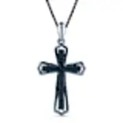 0.2 CT. T.W. Natural Diamond Cross Pendant in Sterling Silver