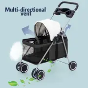 Pet Stroller Trolley Pram Dog Cat Carrier Cage Travel Pushchair Foldable 4 Wheel