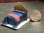 Dollhouse Miniature Bed Blue T 1:48 Quarter inch scale 1/4 F209 Dollys Gallery