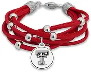Texas Tech Red Raiders Leather Strand Bracelet with Logo and Lobster Clasp