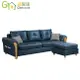 【綠家居】漢尼瓦 暗藍色柔韌科技布L型沙發椅組合(三人座＋椅凳) (5折)