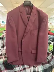 LUCCI Men's RED 2-Button Classic-Fit Poplin Polyester Suit - NEW #4147