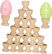 Zerodeko 24Pcs DIY Wooden Egg Holders Cup Shaped Egg Trays for Hand Made Crafting Smooth Surface for Easy Cleaning for Easter Decor and Activities