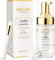 100ML Lash Shampoo for Eyelash Extensions and Daily Natural Eyelash Wash,Eye Makeup Remover,Oil Free Lash Foaming Cleanser with Soft Cleaning Brush,Salon and Home Use