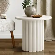 Oikiture Round Coffee Table Sofa Side Table White End Table