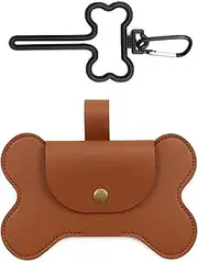 Dog Poop Bag Dispenser, Leather Poop Bag Holder, Dog Waste Dispenser Brown, Rabbit Garbage Carrier for Walking Poo Holder Poo