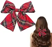 Miaija Tartan Bow Knot Hair Clips Red Plaid Hair Bow Scottish Bow Hair Barrettes Fashion Christmas Hair Accessories for Women