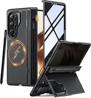 [JUESHITUO] for Samsung Galaxy Z Fold 7 Case with Privacy Screen Protector, Built-in S Pen Slot & MagSafe, Military Shockproof Cover for Galaxy Z Fold 7, Hidden Kickstand, Hinge Protection, Black