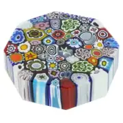 GlassOfVenice Murano Glass Millefiori Multicolor Octagon Paperweight 3 inch - Ho