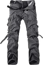[Generic] Men's Casual Relaxed Hiking Cargo Pants Outdoor Ripstop Tactical Pants Utility Combat Work Pants with 8 Pockets, Grey, 31