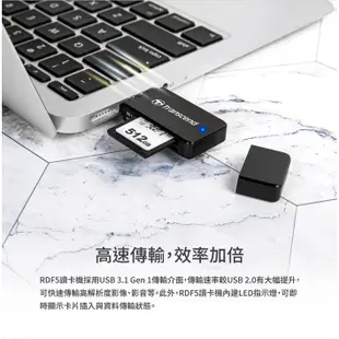 創見 USB 記憶卡 F5 讀卡機 TS-RDF5 適用 SD microSD TF 支援最高1TB