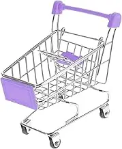 ERINGOGO Miniature Shopping Cart Trolley Creative Desktop Makeup Sponge Holder Cute Mini Trolley for Home Office and Cafe Decor for Play and Organization