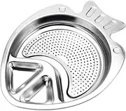 Amosfun Fish Shaped Drain Pan Stainless Steel Saucer for Dumplings for Fried Chicken Snacks