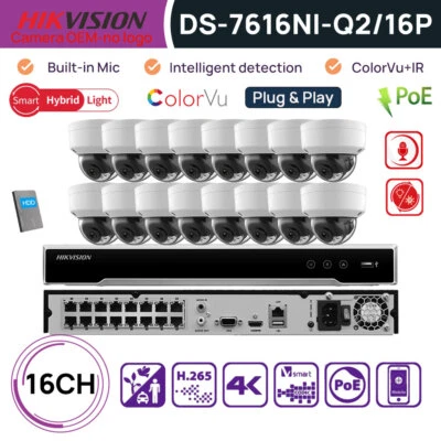 Hikvision 16CH 4K CCTV System 8MP IP Camera Smart Hybrid Light ColorVu+IR MIC AU