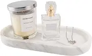 N NANSHOP Natural Marble Bathroom Vanity Tray for Non-Slip Bathroom Organizer Travertine Tray Countertop Decor for Makeup, Jewelry, Marble Coffee Table,Perfumes White (NS009)