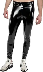 [Kapow Meggings] Mens High Gloss Vinyl Leggings, Slick Rick (Without Pockets), M