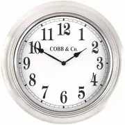NEW COBB & Co Stainless Steel Wall Clock, Silver, Numbers, 38cm