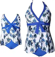 [OMZIN] Monther and Daughter Tankinis Swimsuit Family Matching Bikini Set Two-Piece Swimwear
