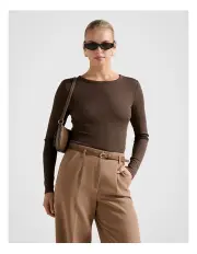 [Forever New] Miller Crew Neck Rib Top in Brown