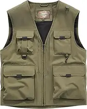 [OlyljpinZ] Men's Outdoor Fishing Vest with Many Pockets, Lightweight, Breathable, Sleeveless Jacket, Leisure, Hunting, Photography, Camping, Hiking, Safari Vest, Multifunctional Vest, Work Vest, Summer